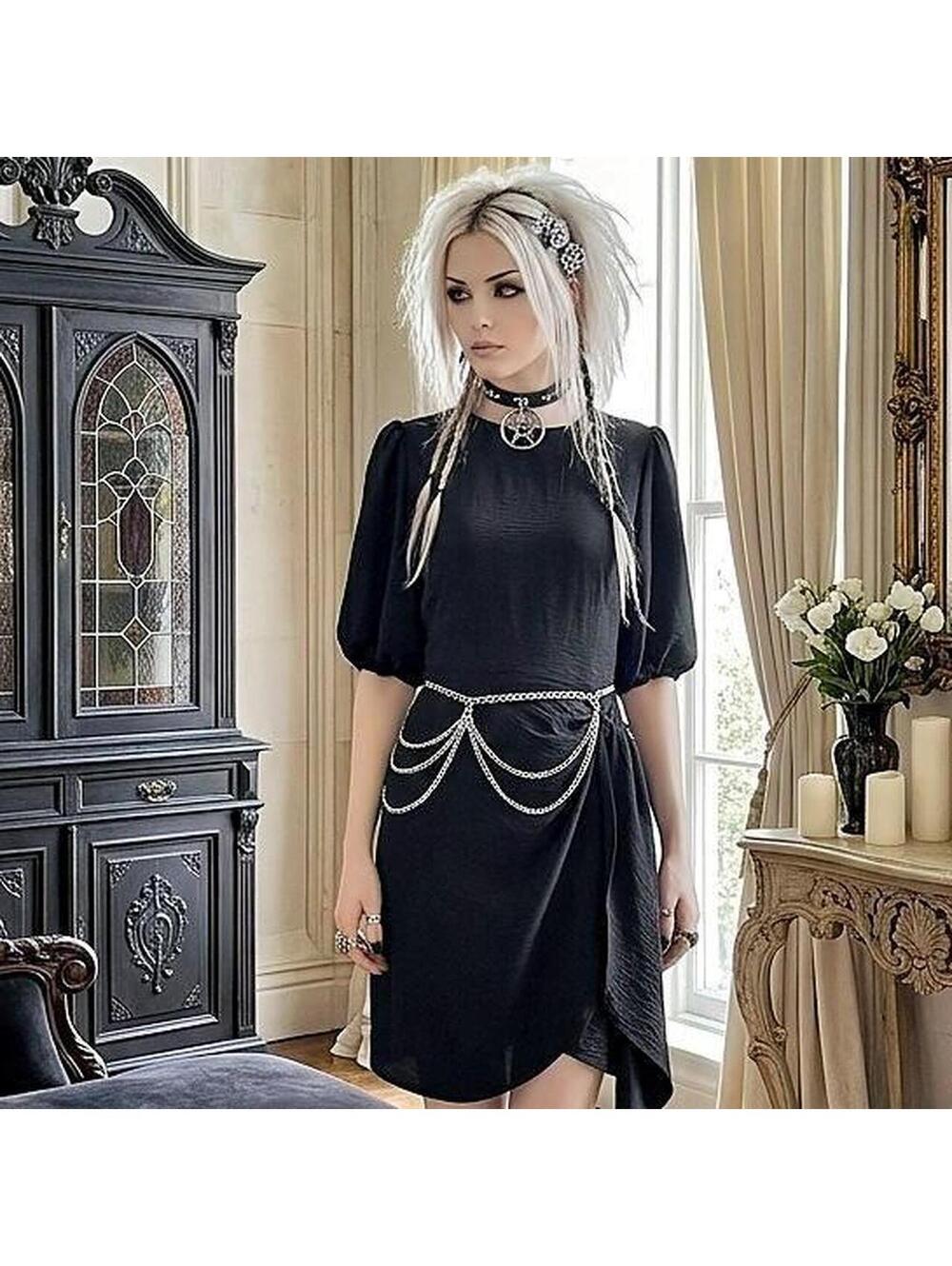 Black crinkle-crepe mini wrap dress 96